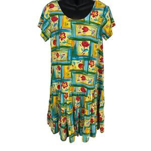 Xtreme Island Designs XID Hawaiian Dress Floral Short Sleeve Medium M Tulip EUC